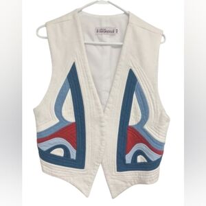 Collections Surpiqure vintage geometric quilted patchwork vest size M